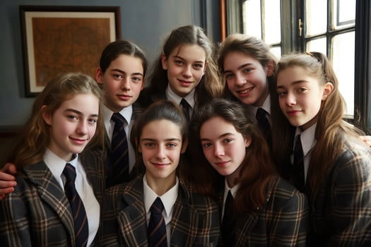 AI generated Uniformed girls group photo