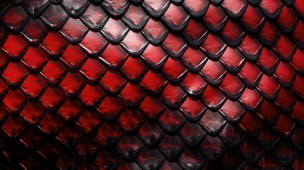 Red and black exotic snake skin pattern or dragon scale texture as a wallpaper photo