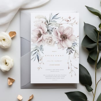 Wedding Card Invitation, featuring dreamy illustrations, romantic watercolor florals, AI Generated photo