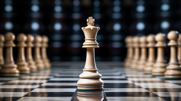 Chess Game use strategies to rules the board, Decision Making match, chess piece Isolated on Background, AI Generated photo