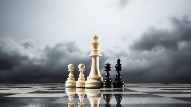 Chess Game use strategies to rules the board, Decision Making match, chess piece Isolated on Background, AI Generated photo
