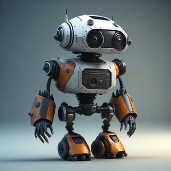 Small robot assistant full length photo