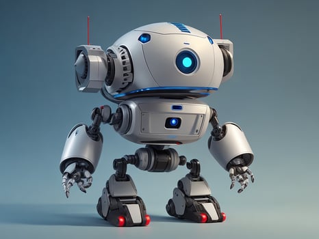 Small robot assistant full length photo