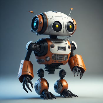 Small robot assistant full length photo