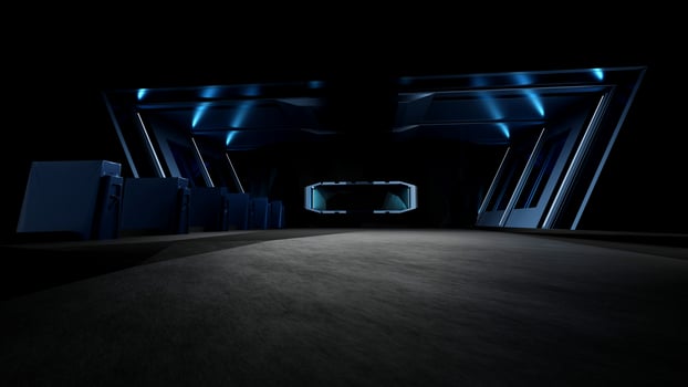 3D rendering Abstract Background Corridor Sci-fi Neon Smart Futuristic Room photo