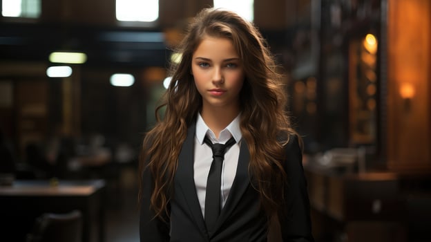 A cute girl in a suit AI Generated photo
