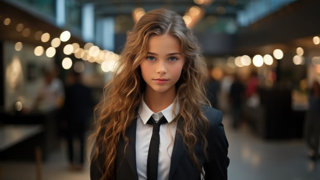 A cute girl in a suit AI Generated photo