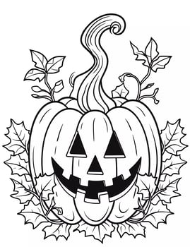 Coloring page Halloween pumpkin. Coloring activity for kids. Black and white outline on white background. photo