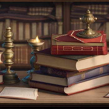 Books on the table photo generated Ai
