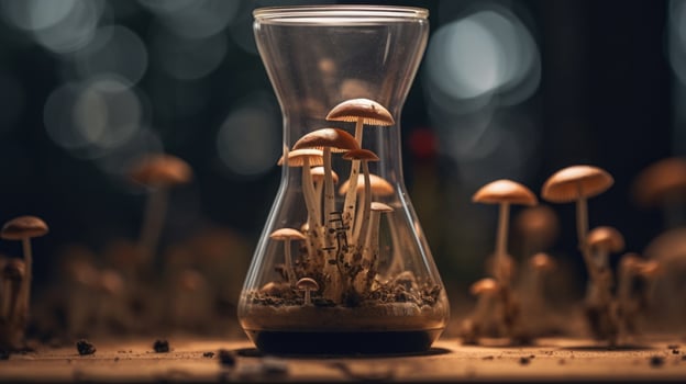 mushroom in a hour glass illustration photo