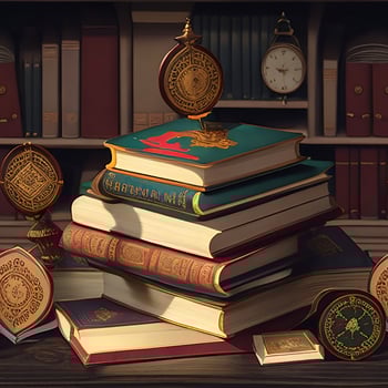Books on the table photo generated Ai