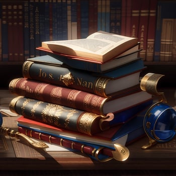 Books on the table photo generated Ai