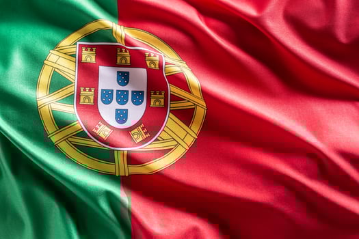 Waving flag of Portugal. National symbol of country and state photo