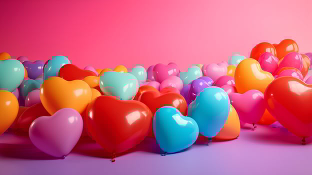 Colorful heart shape balloons photo