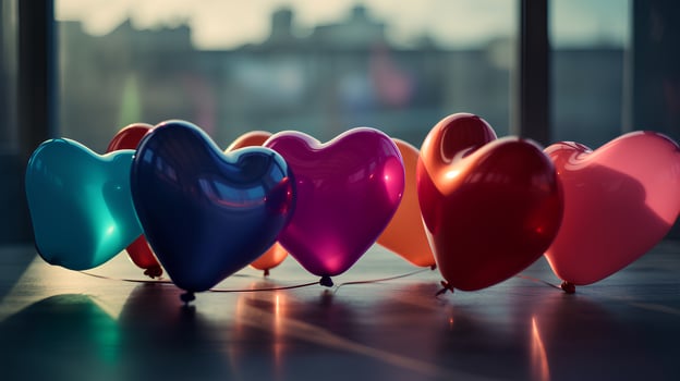 Colorful heart shape balloons photo
