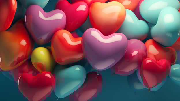 Colorful heart shape balloons photo