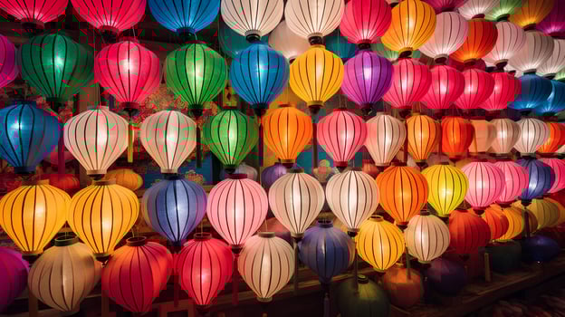 Paper lanterns as panoramic background photo