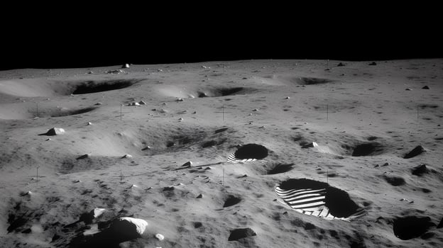 Illustration of the first footprint on the moon surface photo
