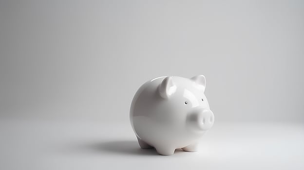 White piggy bank saving on white background and copy space ,Money saving for future investment and retirement concept photo