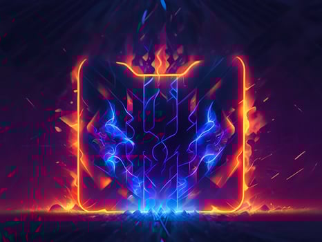 dark abstract futuristic with a Square gate neon photo