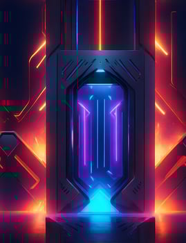 dark abstract futuristic with a Square gate neon photo