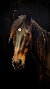 Vintage Horse on Dark Background Generative AI photo