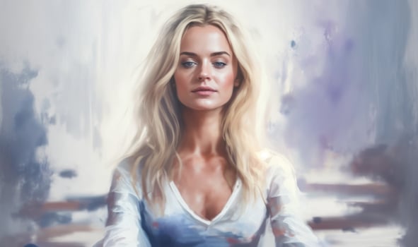 Ethereal Woman Meditating in Oil Painting Style photo