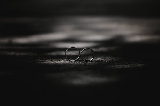 two wedding rings on a black background photo