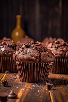 chocolate muffins AI Generated photo