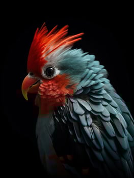 Beautiful red teal cockatiel Potrait, generative ai photo