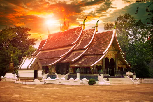wat xiangthong one of world heritage site of unesco in luangprabang northern of lao, wat xiang thong is important landmark in luang prabang traveling destination photo