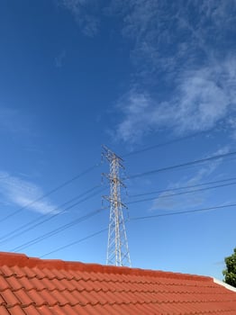The sky during the day is very bright and blue. photo