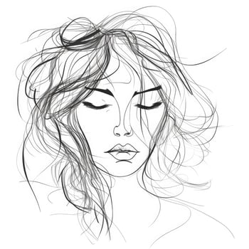 Minimalistic Abstract Portrait of a Woman with OneLine Drawing Style photo