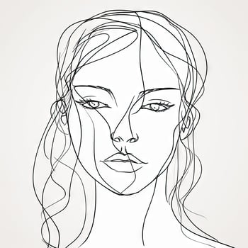 Continuous Line Drawing of a Modern Womans Face photo