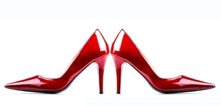 Elegant womans high heels in bloody red color photo