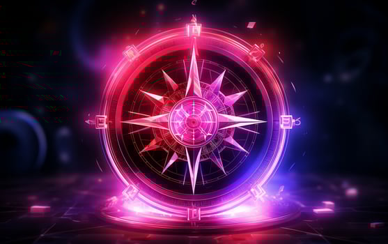 Radiant Neon Compass. Generative AI photo