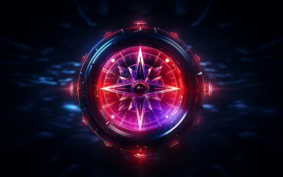 Radiant Neon Compass. Generative AI photo