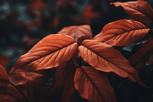Close up of beautiful autumn leaves with water drops. Natural background AI generated photo