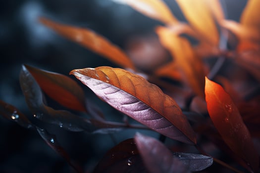 Close up of beautiful autumn leaves with water drops. Natural background AI generated photo