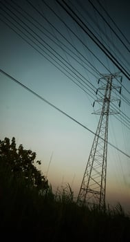 communication tower, electrical tower, power grip, telecommunication tower, mobile phone relay tower, with cables and other technological background photo