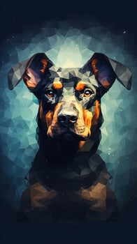 Low Poly Dog on Dark Background Generative AI photo