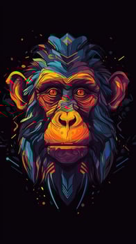 Abstract Monkey on Dark Background Generative AI photo