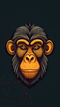 Playful Cartoon Monkey on Dark Background AI Generated photo