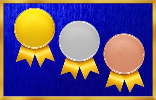 Bronze, Silver, Gold Medal. Champion Winner's Medal Bronze, Silver and Gold medals for the first prize photo