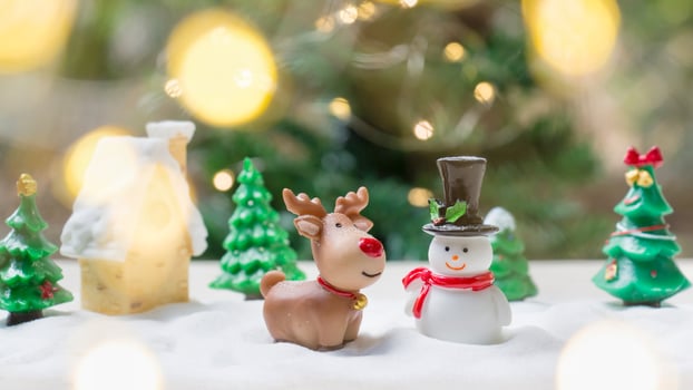 Raindeer and snowman with shiny light for Christmas decoration photo