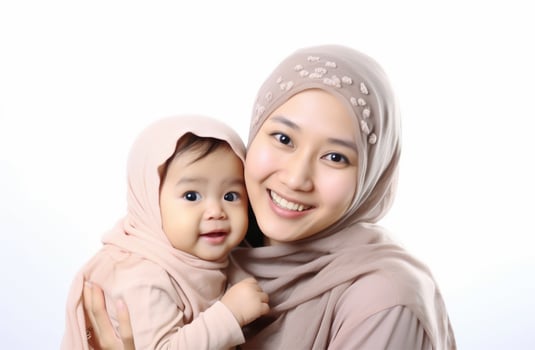 Asian family by mother Muslim Mother's Day love family Ai Generated photo