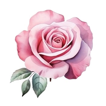 Watercolor rose flower isolated photo