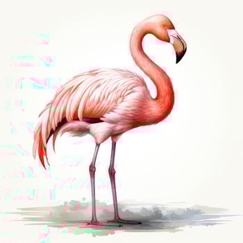 Watercolor pink flamingo isolated photo