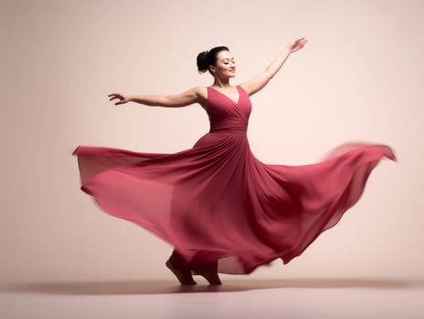 Plus size asian woman emotional dynamic pose AI Generative photo