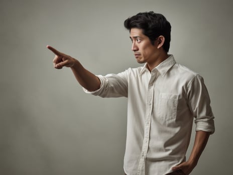 Studio shot of asian woman dynamic emotional gestures AI Generative photo